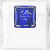 Royal Blue Zilver Quinceanera Blauwe Hoge Hakschoe Vierkante Sticker (Tas)
