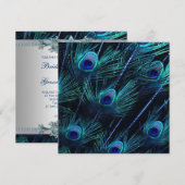 Royal Blue Zilver Royal Indian Peacock Bruiloft Kaart (Voorkant / Achterkant)