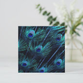 Royal Blue Zilver Royal Indian Peacock Bruiloft Kaart (Staand voorkant)