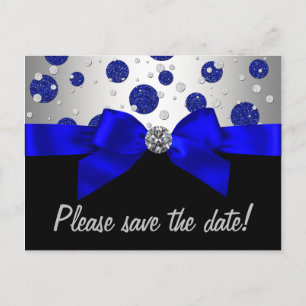 Royal Blue Zilver Save The Date Aankondigingskaart