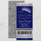 Royal Blue Zilver Sweet 16  Kaart (Voorkant / Achterkant)