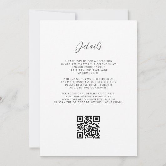 Royal Blue Zilveren Agaat QR Code Wedding Kaart (Achterkant)