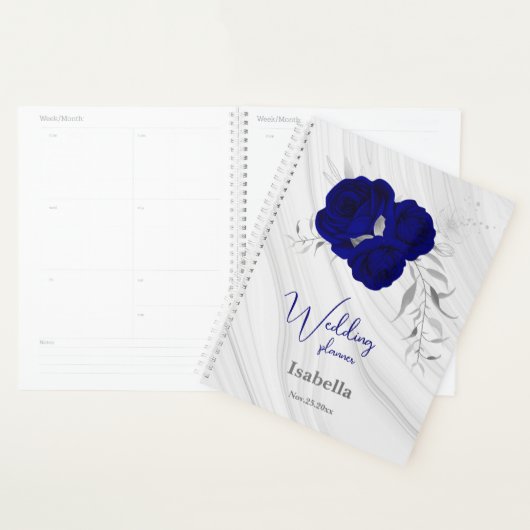 royal blue zilveren marmer planner (Display)