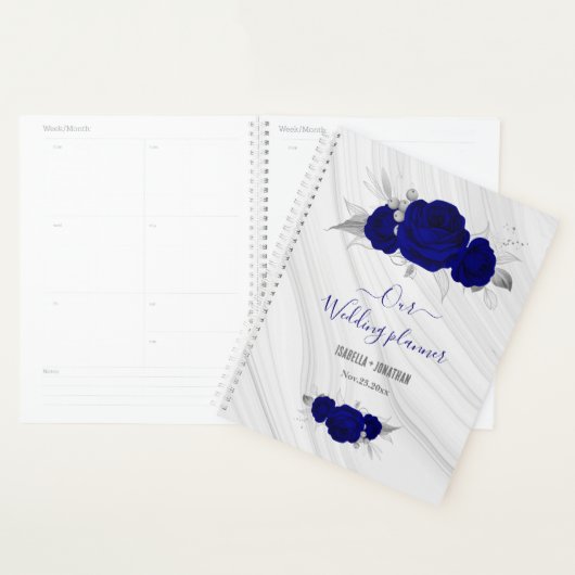 royal blue zilveren marmer planner (Display)