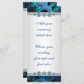 Royal Blue Zilveren Pauw Trouwprogramma's Programmakaart (Voorkant / Achterkant)