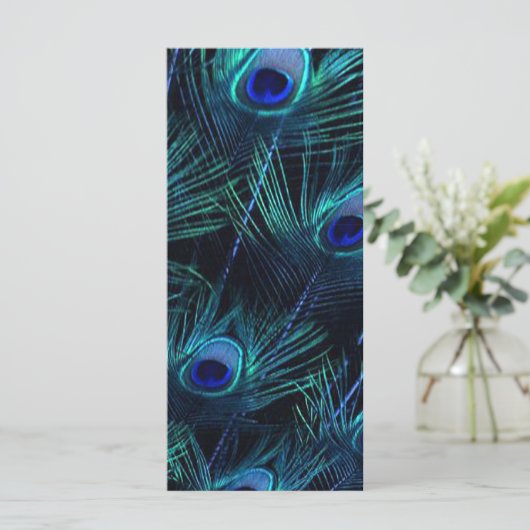 Royal Blue Zilveren Pauw Trouwprogramma's Programmakaart (Staand voorkant)