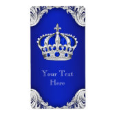 Royal Blue Zilveren Prins Crown Wijnfles Label (Voorkant)