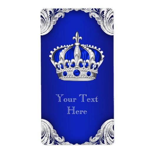 Royal Blue Zilveren Prins Crown Wijnfles Label (Voorkant)