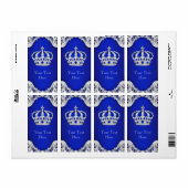 Royal Blue Zilveren Prins Crown Wijnfles Label (Full Sheet)