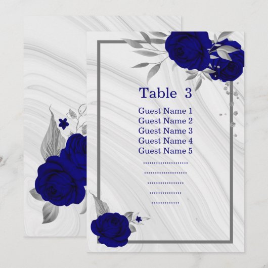 royal blue zilverkleurige roodrooster kaart (Voorkant / Achterkant)