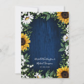 Royal Blue Zonnebloem Land Huwelijksuitnodigingen Kaart (Achterkant)