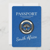 Royal Blue Zuid-Afrika Passport Wedding Kaart (Achterkant)