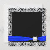 Royal Blue Zwart Zilveren Lace Wedding Kaart (Achterkant)