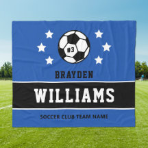 Royal Blue Zwarte Aangepaste Voetbal Naam Nummer