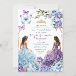 Royal Blush Blue Paarse geometrische Quinceañera Kaart