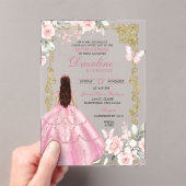 Royal Blush Pink Princess Quinceañera Acryl Uitnodigingen (Insitu (Draagbaar))