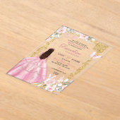 Royal Blush Pink Princess Quinceañera Acryl Uitnodigingen (Laagn)