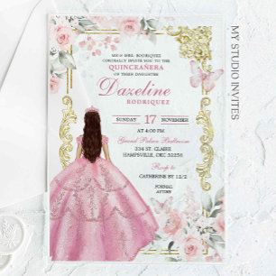 Royal Blush Pink Princess Quinceañera Acryl Uitnodigingen