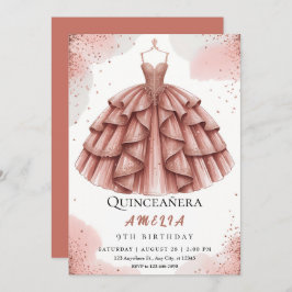 Royal Blush Pink & Roos Gold Quinceañera Kaart