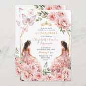 Royal Blush Pink Twins Geometrische Quinceañera Kaart (Voorkant / Achterkant)