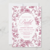 Royal Blush Toile Rozen Patroon Bruidsdouche Kaart (Voorkant)