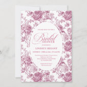 Royal Blush Velvet Rose Pattern Bridal Shower  Kaart (Voorkant)