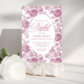 Royal Blush Velvet Rose Pattern Bridal Shower Kaart