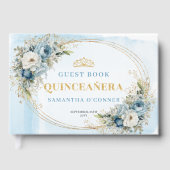 Royal Boho Mis Quince Guest Book Pale Blue Gold Gastenboek (Voorkant)