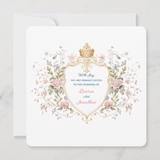 Royal Botanical Elegant Regal Florence Crest Weddi Kaart (Voorkant)