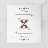 Royal Bourgondië Marsala Bloemen Tafelnummer Plaatskaartje (Buitenkant ongevouwen)