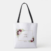 Royal Bourgondië Marsala Floral Bruidsmeisje Tote Bag (Achterkant)