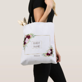 Royal Bourgondië Marsala Floral Bruidsmeisje Tote Bag