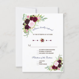 Royal Bourgondië Marsala Floral Wedding RSVP