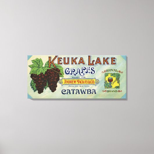 Royal Brand Keuka Lake Grapes Label Canvas Afdruk (Voorkant)