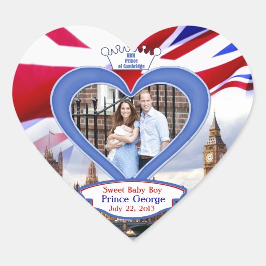 Royal British Baby Prince George Hart Sticker (Voorkant)