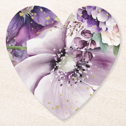 Royal Brits Paarse Bloemen Papier Onderzetter (Voorkant)