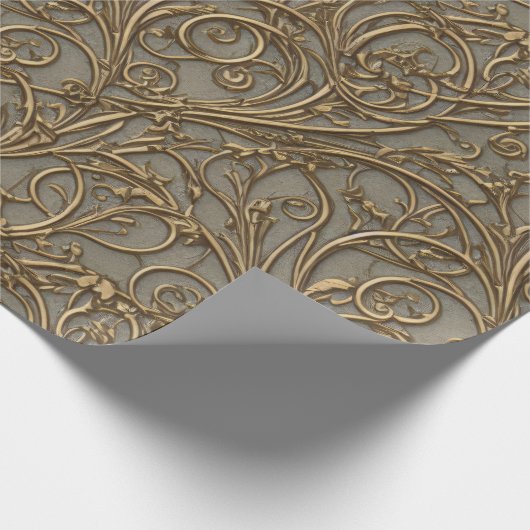 Royal Bronze Floral  Damask Cadeaupapier (Hoek)