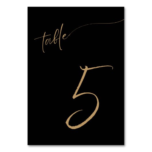 Royal bruiloft zwart en gouden tafel nummerkaarten kaart (Achterkant)