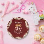 Royal Burgandy  Boho Quinceañera Spaans Papieren Bordje (Feest)