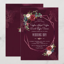 Royal Burgundy Blush Floral Geometric Wedding