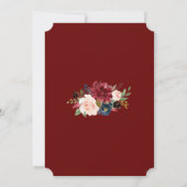 Royal Burgundy Blush Flowers Gold Cross Baptisme Kaart (Achterkant)