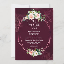 Royal Burgundy Blush Flowers Vow Renewal Kaart