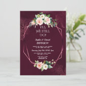 Royal Burgundy Blush Flowers Vow Renewal Kaart (Staand voorkant)
