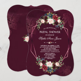 Royal Burgundy Floral Geometric Vrijgezellenfeest Kaart