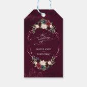 Royal Burgundy Floral Geometric Wedding Cadeaulabel (Voorkant)
