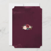 Royal Burgundy Floral Geometric Wedding Kaart (Achterkant)
