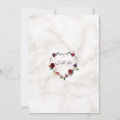 Royal Burgundy Floral Gold Marble Monogram Weddens Kaart (Achterkant)