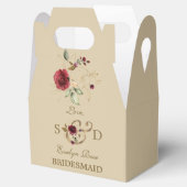 Royal Burgundy Gold Flowers Monogram Weddenschap Bedankdoosjes (Geopend)