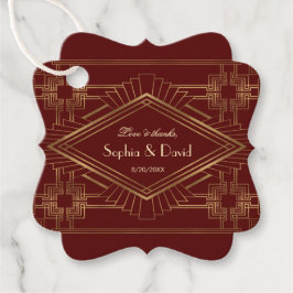 Royal Burgundy Gold Great Gatsby Wedding Bedankjes Labels