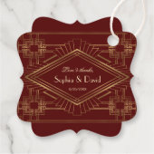 Royal Burgundy Gold Great Gatsby Wedding Bedankjes Labels (Achterkant)